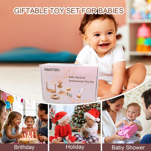 Lot instruments de musique en bois jouet éducatif pour tout-petits COD