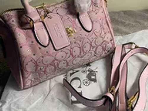 Sac à main bowling rose strass avec bandoulière COD