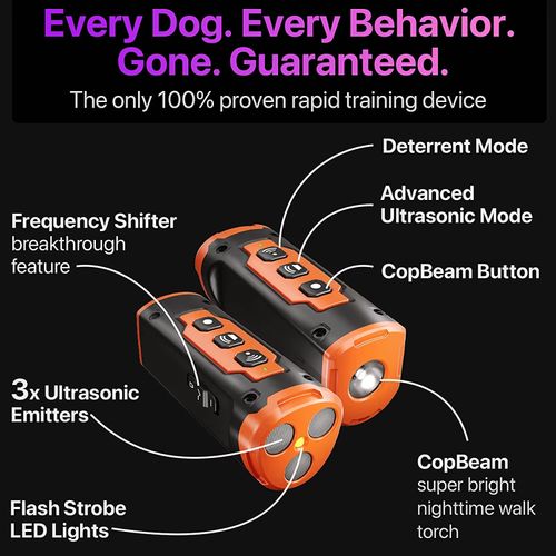 Dispositif ultrason anti-aboiement chien avec lampe LED COD