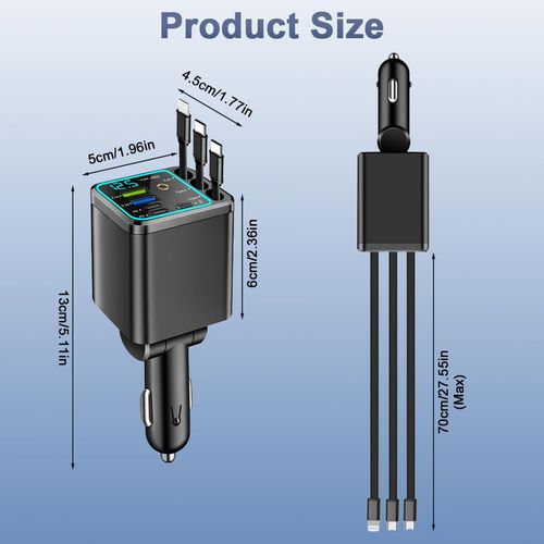 ✨Chargeur voiture 7en1 120W avec câbles rétractables COD