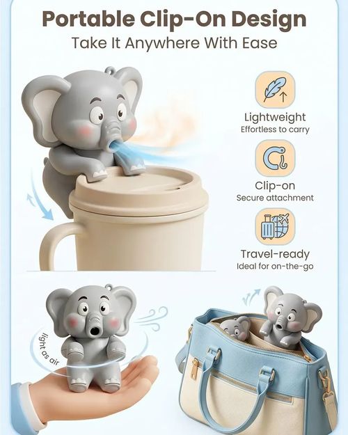 🐘✨ Mini Ventilateur Mignon avec Clip — Refroidit Votre Café et Soupe ! 🛑 Paiement à la Livraison (COD) 💰