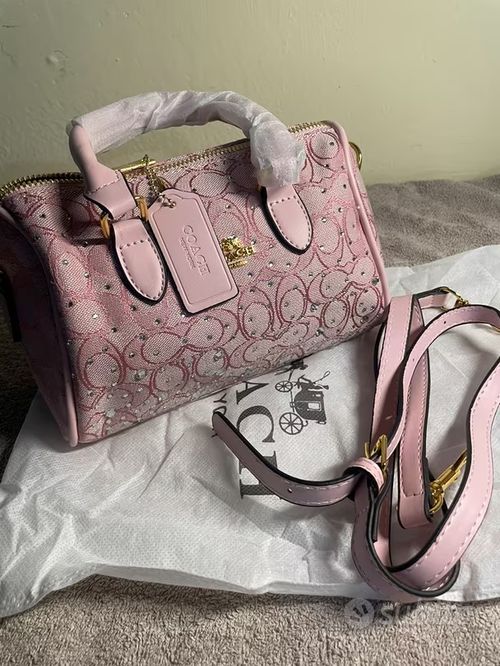 Sac à main bowling rose strass avec bandoulière COD