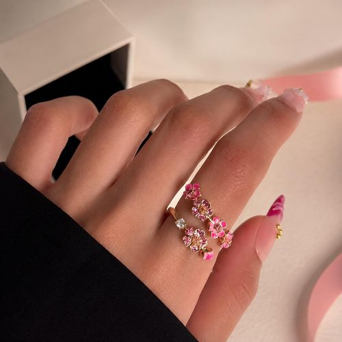 🌸Bague fleur pêche ouverte ajustable bijou femme COD