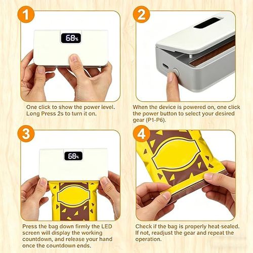 🍽️✨ Mini Scelleur de Sacs Alimentaires Rechargeable USB — 6 Modes ! 🛑 Paiement à la Livraison (COD) 💰