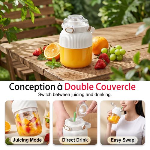 600ml 20oz Gobelet mixeur sans fil portable, rechargeable, pour jus frais et milk-shakes, smoothies COD