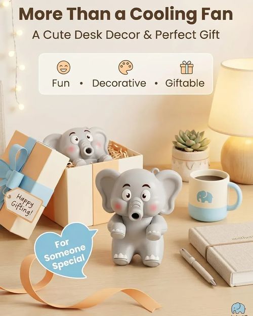 🐘✨ Mini Ventilateur Mignon avec Clip — Refroidit Votre Café et Soupe ! 🛑 Paiement à la Livraison (COD) 💰