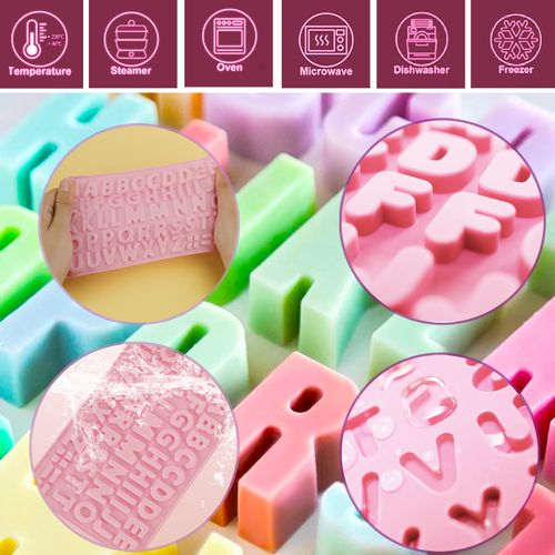 Lot de 2 moules en silicone réutilisables (chiffres et lettres) pour glaçons, bonbons et biscuits