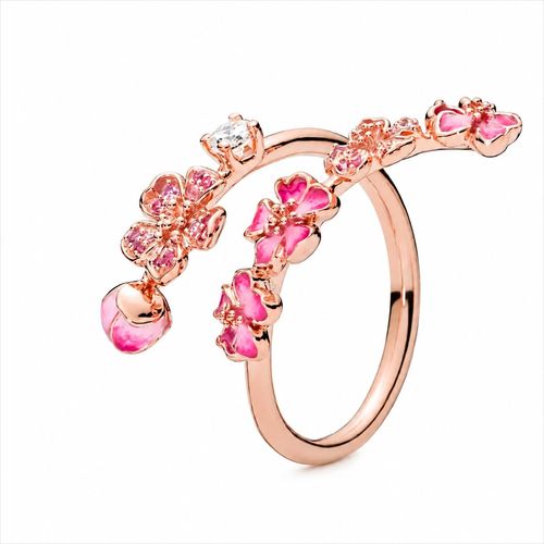 🌸Bague fleur pêche ouverte ajustable bijou femme COD