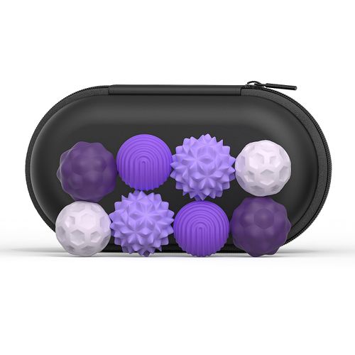 Lot 8 balles magnétiques silicone anti-stress avec coffret de transport COD