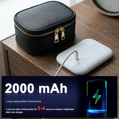 Mini trousse de voyage maquillage miroir LED rechargeable 3 lumières COD