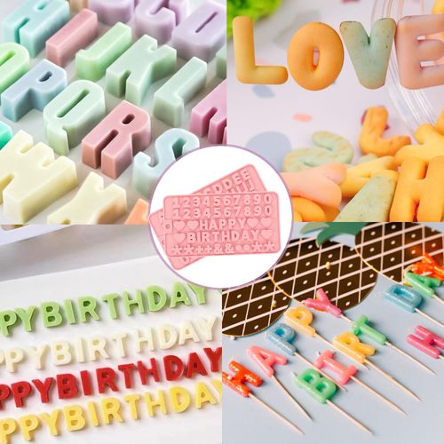 Lot de 2 moules en silicone réutilisables (chiffres et lettres) pour glaçons, bonbons et biscuits