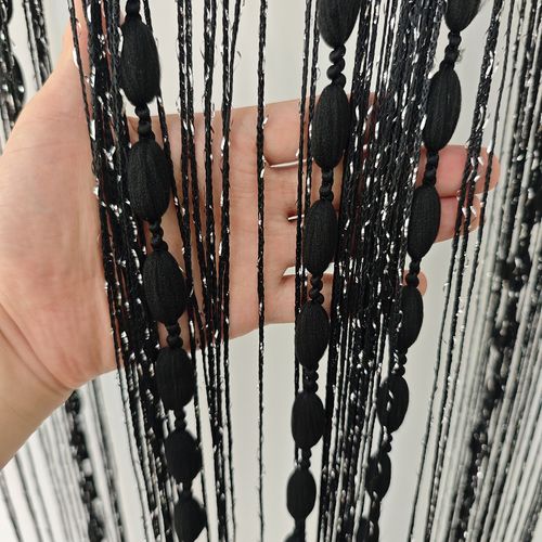 🖤✨100x200cm Rideau filaire noir perlé Déco maison, porte & cadeau idéal COD