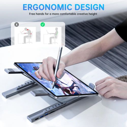 Support pour Ordinateur Portable USB C 8 en 1 avec Station d Accueil Universelle et Hub Pliable