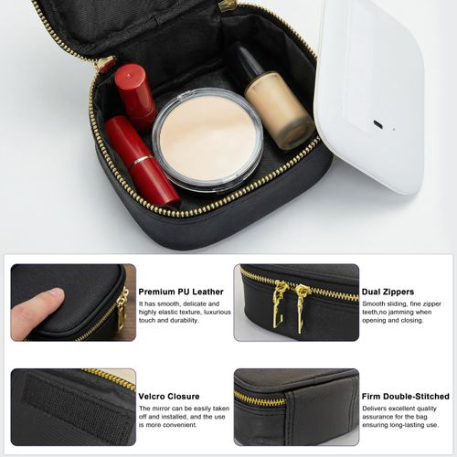 Mini trousse de voyage maquillage miroir LED rechargeable 3 lumières COD