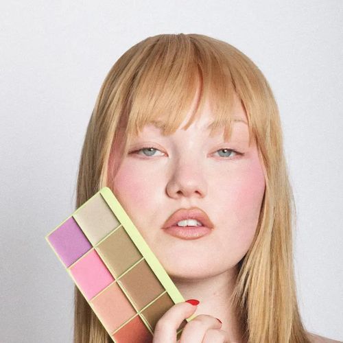 Kit de palettes de maquillage 3 pièces : enlumineur coloré, blush et crème pour sourcils