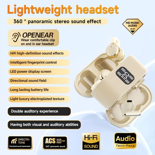 Écouteurs intra-auriculaires Bluetooth sans fil 4 en 1, clipsables TWS, pour jeux et musique