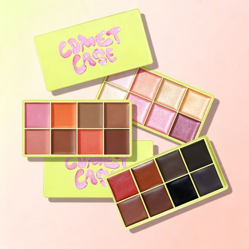 Kit de palettes de maquillage 3 pièces : enlumineur coloré, blush et crème pour sourcils