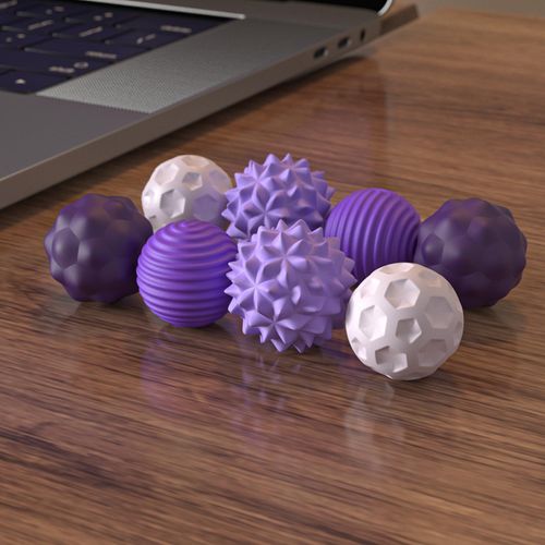 Lot 8 balles magnétiques silicone anti-stress avec coffret de transport COD