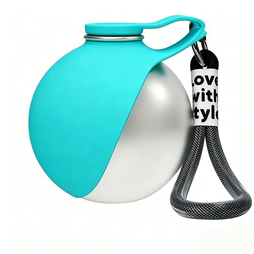 2 in 1 Gourde portable pour animaux et distributeur de nourriture en acier inoxydable (étanche)