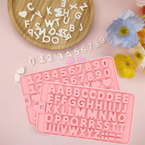 Lot de 2 moules en silicone réutilisables (chiffres et lettres) pour glaçons, bonbons et biscuits