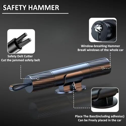 COD Lot de 2 Marteaux de Sécurité Auto 2-en-1 : Brise-Vitre et Coupe-Ceinture Intégré