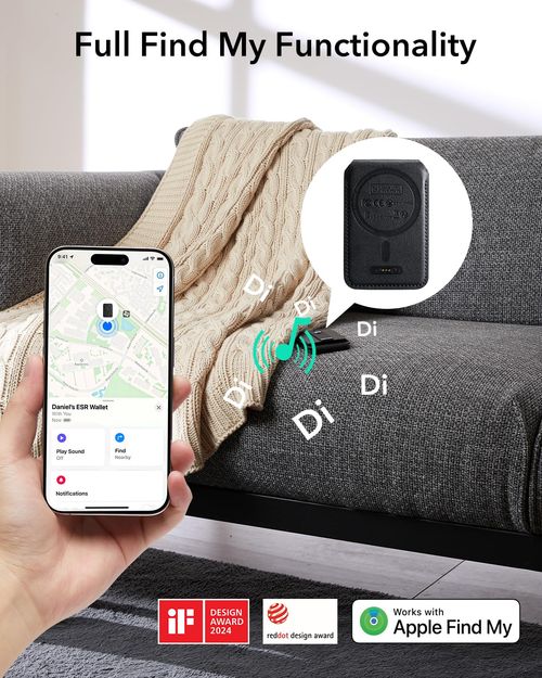 Porte-cartes magnétique avec fonction de localisation et support pour smartphone