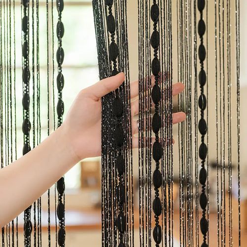 🖤✨100x200cm Rideau filaire noir perlé Déco maison, porte & cadeau idéal COD