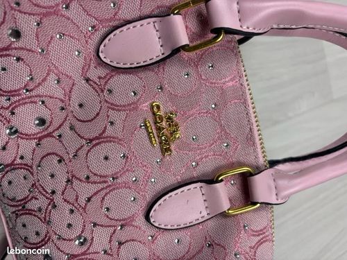 Sac à main bowling rose strass avec bandoulière COD