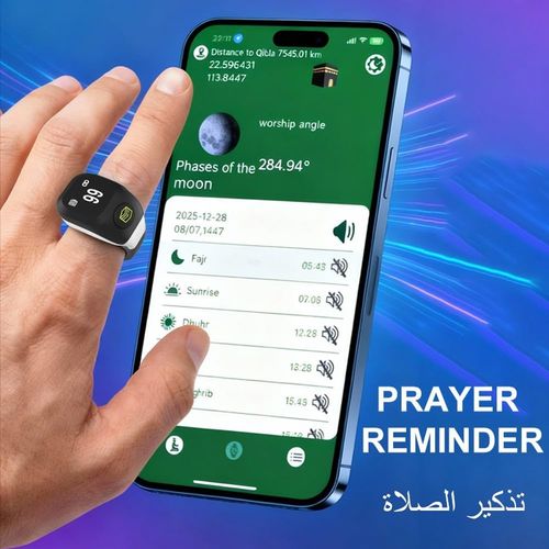 Compteur de Tasbih intelligent et réglable – Bague de Zikr numérique avec alarme d'Adhan pour musulmans