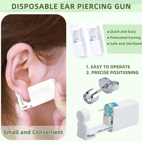 💎Pistolet Perçage Oreille Jetable 24 Pièces Diamant 3mm COD