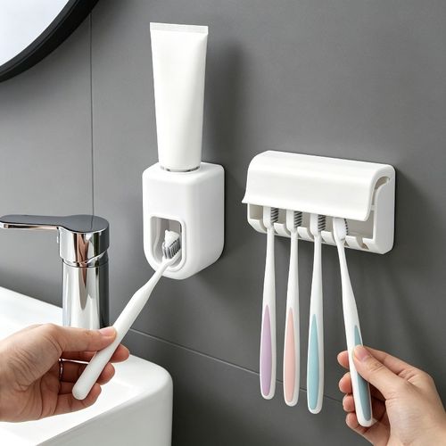 Distributeur automatique de dentifrice mural pour salle de bain (sans perçage) – Dosage précis, simple et pratique