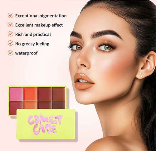 Kit de palettes de maquillage 3 pièces : enlumineur coloré, blush et crème pour sourcils