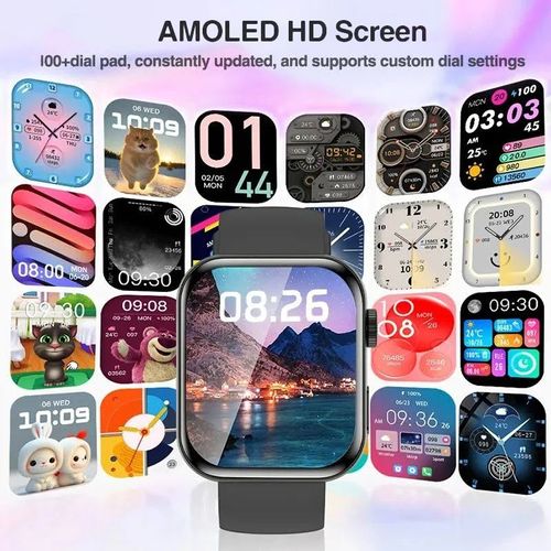Montre connectée multifonction avec écran tactile HD intégral, appels Bluetooth, suivi de la santé, podomètre et étanchéité IP68.