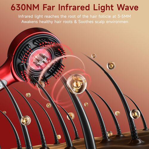 💆‍♀️🔴Brosse Massage Cuir Cheveux 3 en 1 5 Niveaux COD
