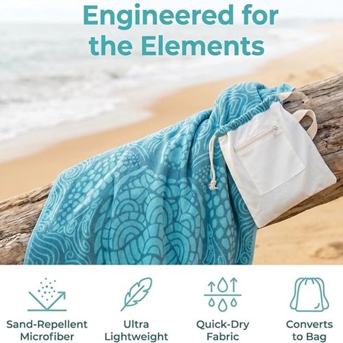 Sac serviette de plage 2 en 1 microfibre COD