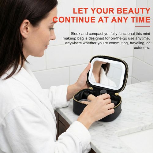 Mini trousse de voyage maquillage miroir LED rechargeable 3 lumières COD
