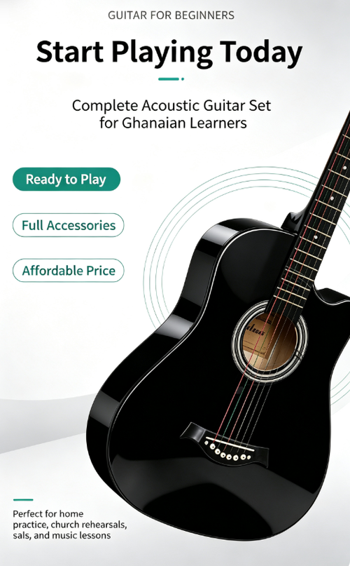 38‑Inch Beginner Acoustic Guitar Full Kit | Complete 10‑Pieces Accessories Set For New Learners