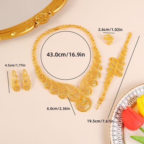 Exquisite Filigree Gold‑Plated 4‑Pcs Jewelry Set