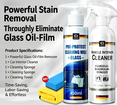 High‑Concentrate Windshield Oil‑Film Remover + Multi‑Purpose Car Interior Cleaner