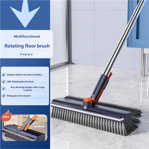 Dual-Sided Floor Brush for Bathroom Cleaning Extended Reach for Hard-to-Reach Spaces Durable Silicone Brush and Scraper in One Multi-Purpose Cleaning Tool