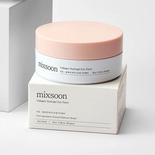 Korean Mixsoon Soybean Pink Hydrogel Eye Mask, Low-Molecular Collagen Penetration, Deep Hydration, Reduces Eye Wrinkles, Late-Night Rescue