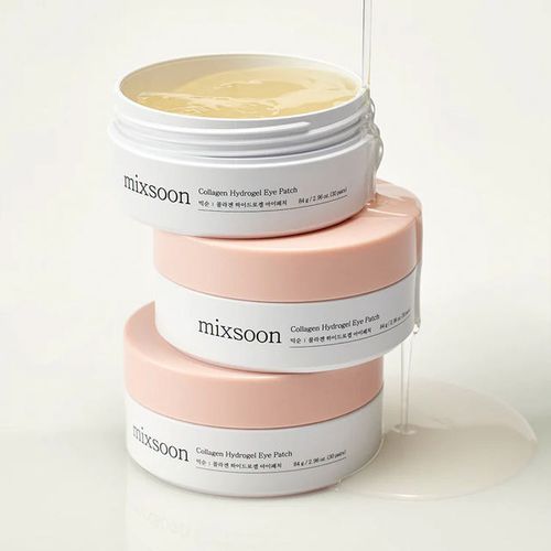 Korean Mixsoon Soybean Pink Hydrogel Eye Mask, Low-Molecular Collagen Penetration, Deep Hydration, Reduces Eye Wrinkles, Late-Night Rescue