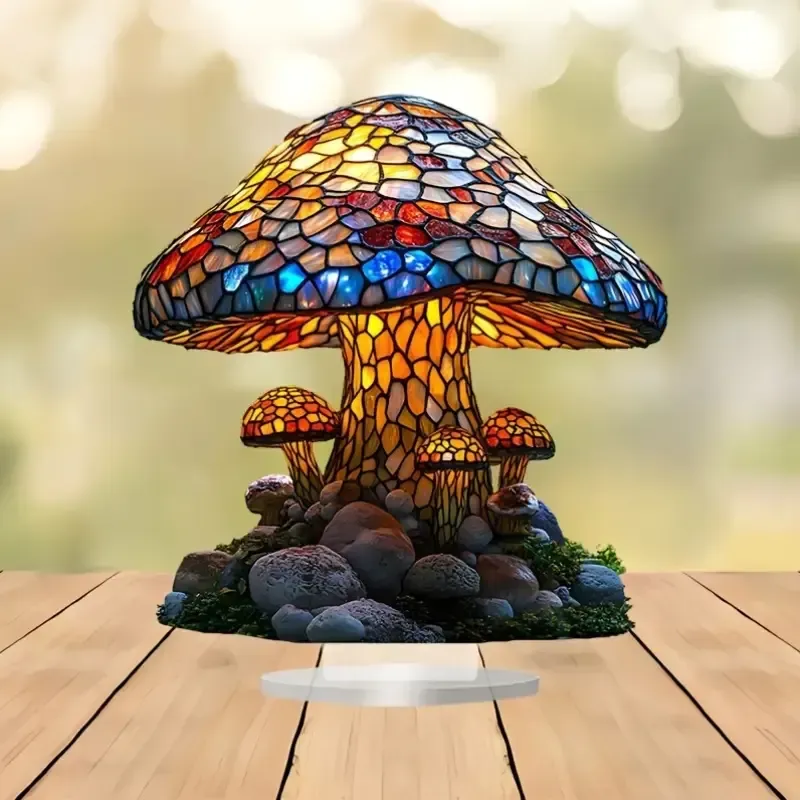 46 Lampe de table champignon colorée