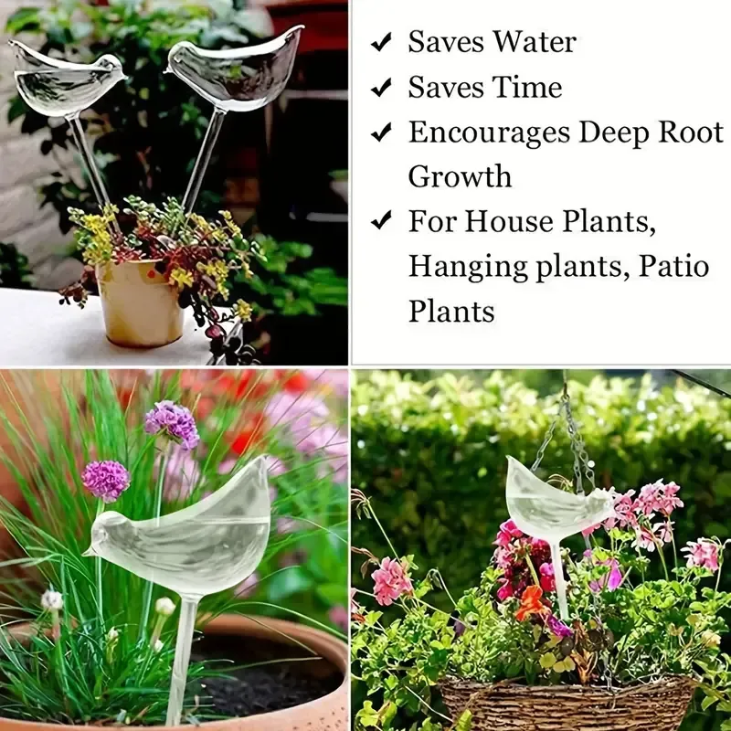 52  Paquet de 5 oiseaux en verre à abreuvoir automatique