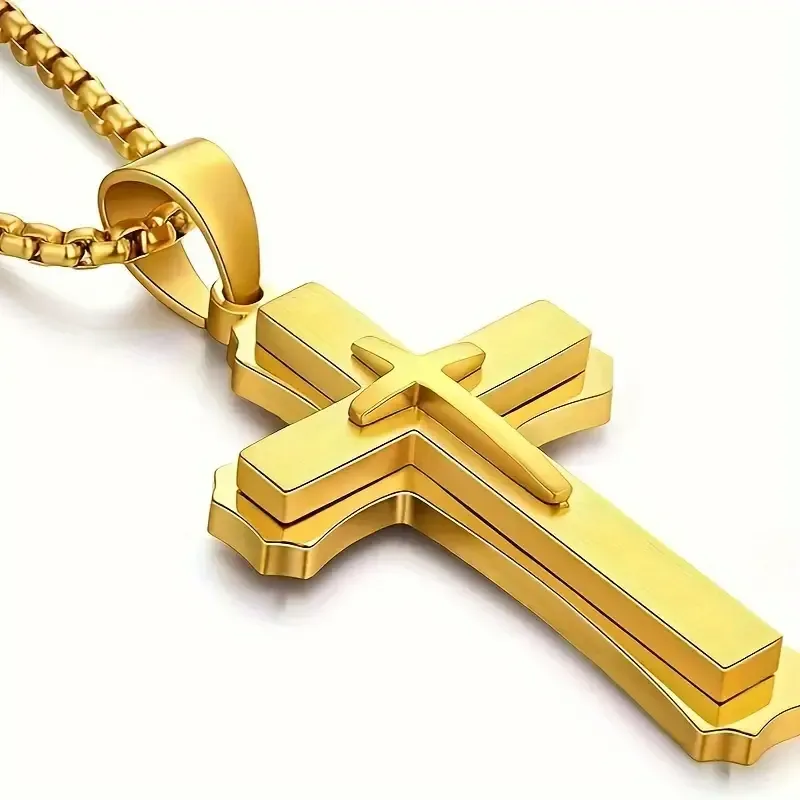 120Pendentif croix tridimensionnelle à trois couches