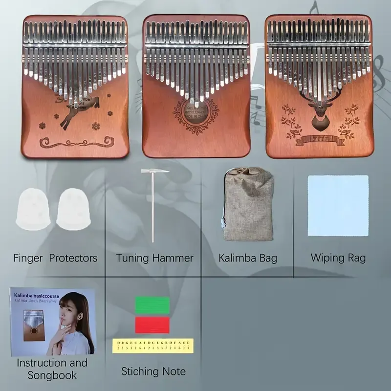 127piano à pouces en bois