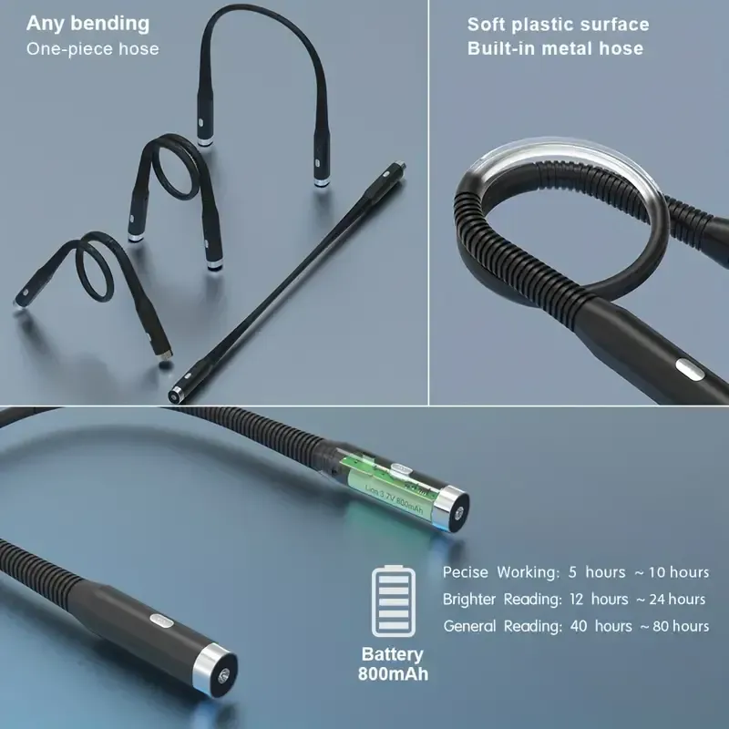 130 Lampe de cou suspendue à double tête pliante à LED