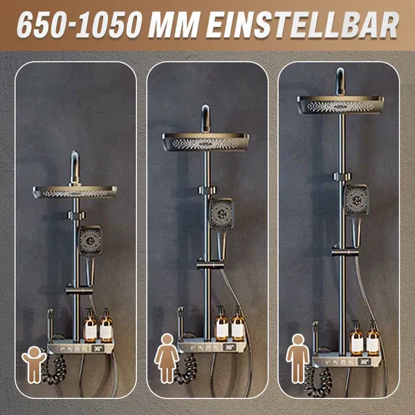 Intelligent pressure-increasing thermostatic shower set with digital display