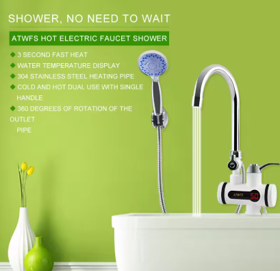 Instantaneous electric water heater with faucet and shower head🛀
