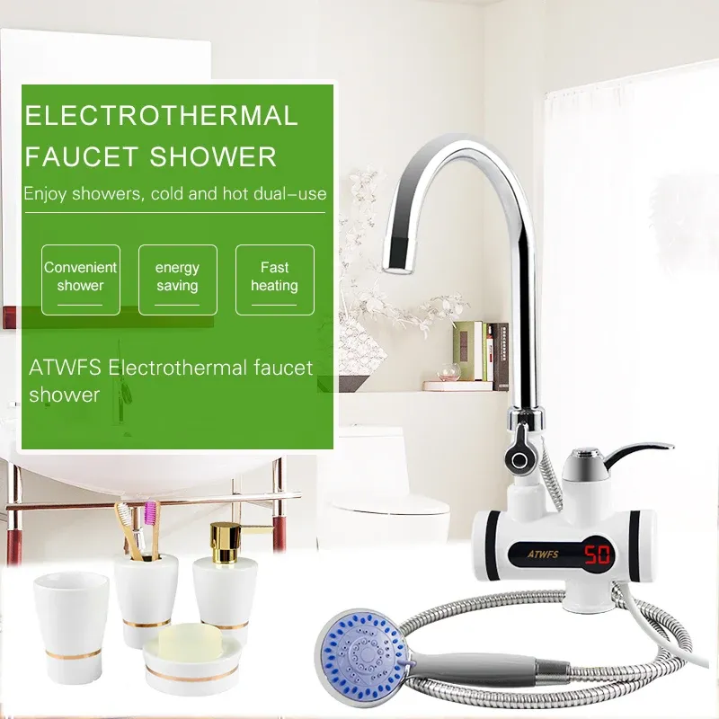 Instantaneous electric water heater with faucet and shower head🛀